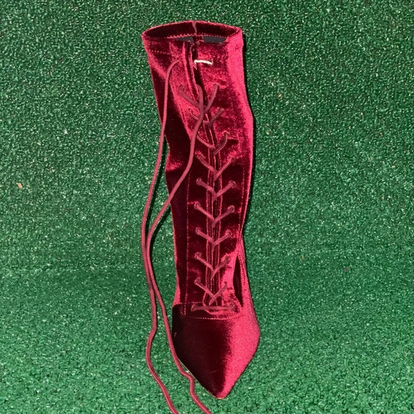 Yeezy season 5 Burgundy velvet heel boots - Picture 2 of 5
